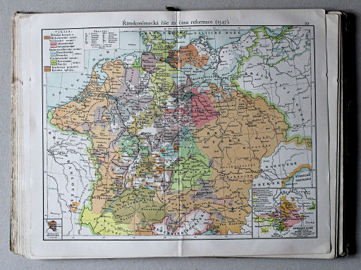 Putzgerův historický školní atlas, Čechy, 1911
22. Římskoněmecká říše za času reformace (1547)