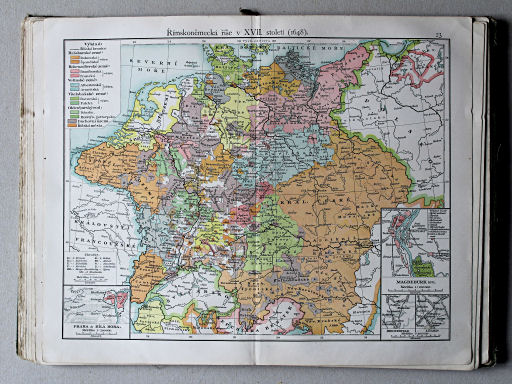 Putzgerův historický školní atlas, Čechy, 1911
23. Římskoněmecká říše v XVII. století (1648)