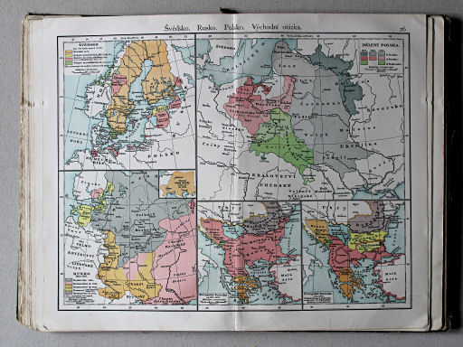 Putzgerův historický školní atlas, Čechy, 1911
26. Švédsko. Rusko. Polsko. Východní otázka