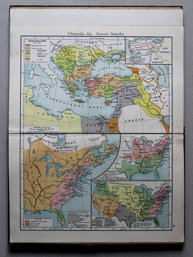 Putzgerův historický školní atlas, Čechy, 1911
31. Osmanská říše. Severní Amerika