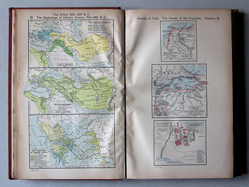 Shepherd, Historical Atlas, 1927
8. The Orient 600-500 B. C. The Beginnings of Historic Greece, 700-600 B. C.
9. Vicinity of Troy. The Shores of the Propontis. Plan of Olympia