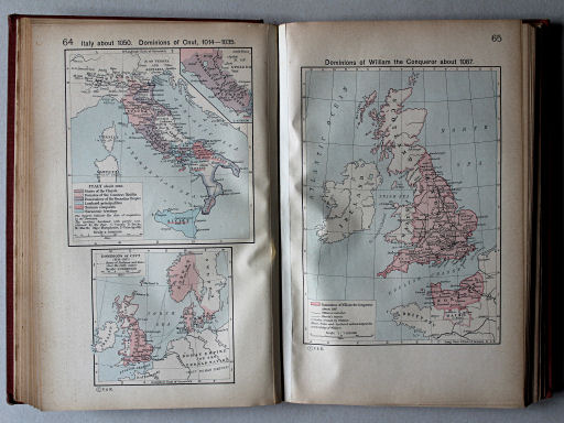 Shepherd, Historical Atlas, 1927
64. Italy about 1050. Dominions of Cnut, 1014-1035
65. Dominions of William the Conqueror about 1087
