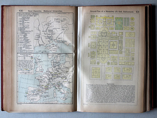 Shepherd, Historical Atlas, 1927
100. Rural Deaneries. Mediaeval Universities
101. Ground-Plan of a Monastery (St. Gall, Switzerland)