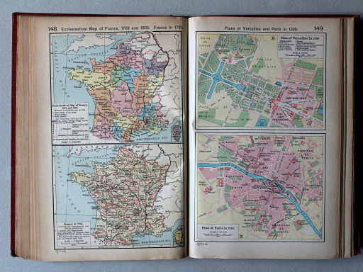 Shepherd, Historical Atlas, 1927
148. Ecclesiastical Map of France, 1789 and 1802. France in 1791
149. Plans of Versailles and Paris in 1789