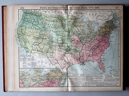 Shepherd, Historical Atlas, 1927
206.207. Slavery and Emancipation in the United States, 1777-1865
