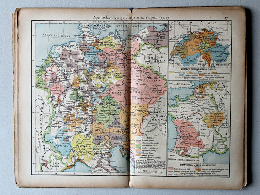 Putzgerov historički školski atlas, Hrvatska, 1904
17. Njemačka i gornja Italija u 14. stoljeću (1378.)