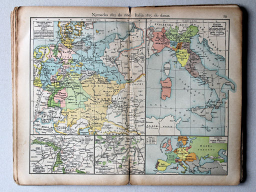 Putzgerov historički školski atlas, Hrvatska, 1904
29. Njemačka 1815. do 1866. Italija 1815. do danas