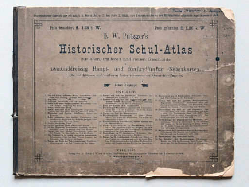 Putzgers Historischer Schul-Atlas, Österreich, 1887
Voorkant band met titel