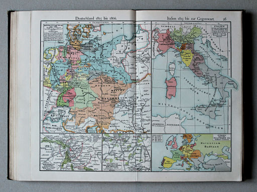 Putzgers Historischer Schul-Atlas, Österreich, 1910
28. Deutschland 1815 bis 1866. Italien 1815 bis zur Gegenwart