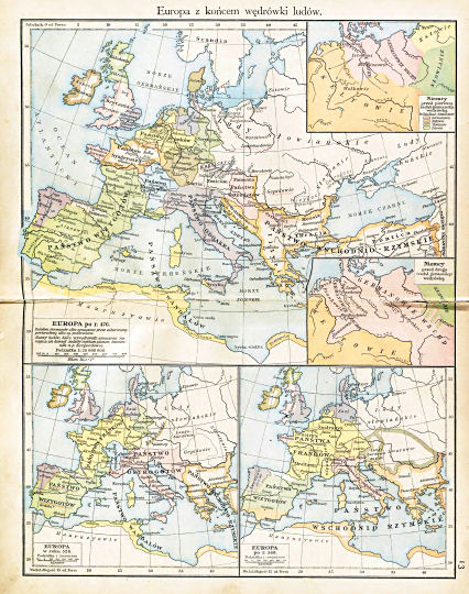 Putzgera Atlas historyczny, Galicya, 1918
13. Europa z końcem wędrówki ludów