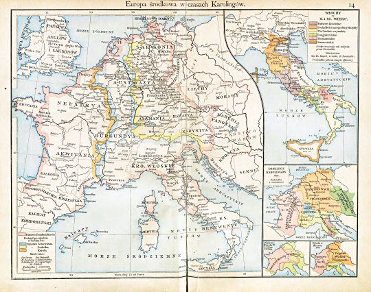Putzgera Atlas historyczny, Galicya, 1918
14. Europa środkowa w czasach Karolingów