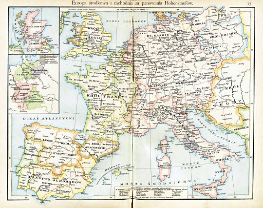 Putzgera Atlas historyczny, Galicya, 1918
17. Europa środkowa i zachodnia za panowania Hohenstaufów