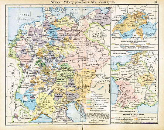 Putzgera Atlas historyczny, Galicya, 1918
18. Niemcy i Włochy północne w XIV. wieku (1378)