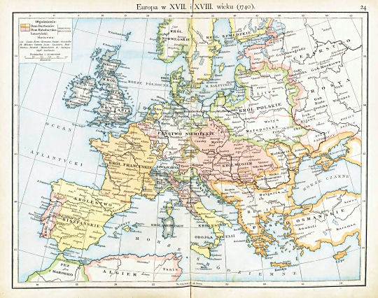 Putzgera Atlas historyczny, Galicya, 1918
24. Europa w XVII. i XVIII. wieku (1740)