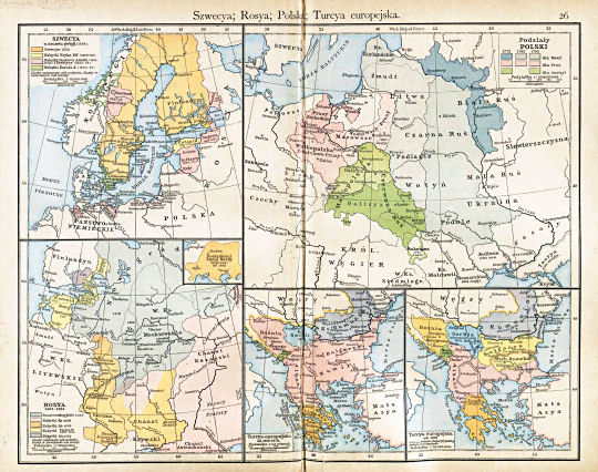 Putzgera Atlas historyczny, Galicya, 1918
26. Szwecya; Rosya; Polska; Turcya europejska