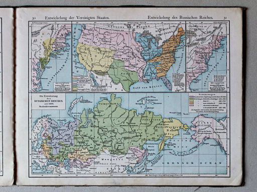 Putzger's Historischer Schul-Atlas, 1887
30. Entwickelung der Vereinigten Staaten
31. Entwickelung des Russischen Reiches