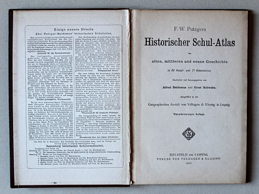 Putzgers Historischer Schul-Atlas, Deutschland, 1900
Schutblad voorin, titelpagina / Front endpaper, title page