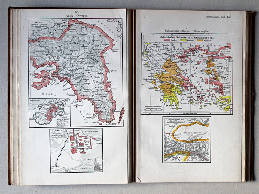 Putzgers Historischer Schul-Atlas, 1911
6b. Attica. Olympia
7a. Griechische Stämme. Thermopylae