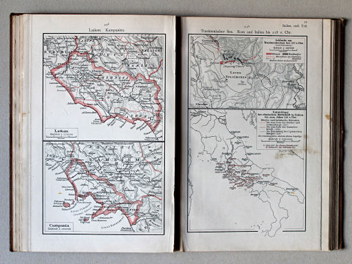 Putzgers Historischer Schul-Atlas, 1911
10b. Latium. Kampanien
11a. Trasimenischer See. Rom und Italien bis 218 v. Chr.