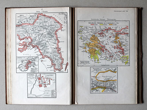 Putzgers Historischer Schul-Atlas, 1911
6b. Attica. Olympia
7a. Griechische Stämme. Thermopylae