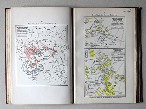 Putzgers Historischer Schul-Atlas, 1911
7b. Wachstum Macedoniens unter Philipp II
8a. Republikanisches Forum. Kaiserfora