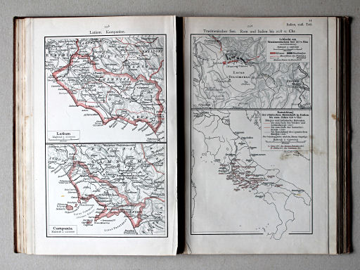 Putzgers Historischer Schul-Atlas, 1911
10b. Latium. Kampanien
11a. Trasimenischer See. Rom und Italien bis 218 v. Chr.