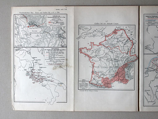 Putzgers Historischer Schul-Atlas, 1911
11a. Trasimenischer See. Rom und Italien bis 218 v. Chr.
11b. Gallien bei der Ankunft Cäsars