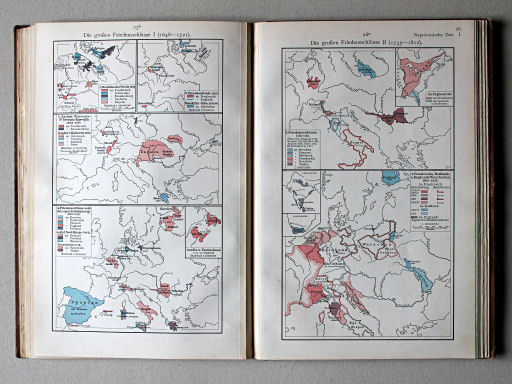 Putzgers Historischer Schul-Atlas, 1911
25b. Die großen Friedensschlüsse I (1648-1721)
26a. Die großen Friedensschlüsse II (1735-1812)