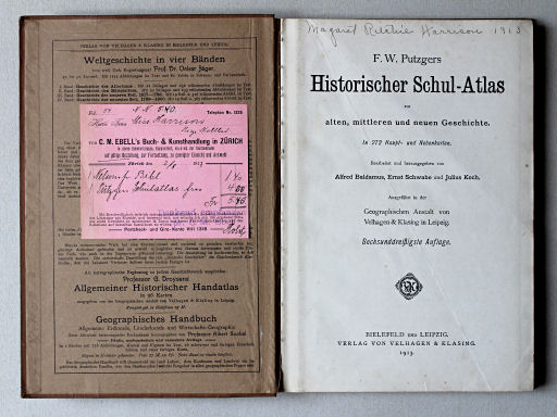 Putzgers Historischer Schul-Atlas, Schweiz, 1913
Schutblad voorin, titelpagina / Front endpaper, title page