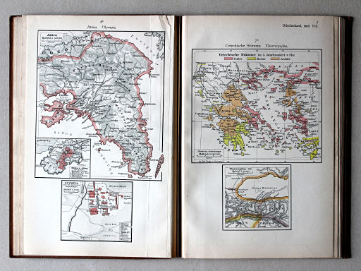 Putzgers Historischer Schul-Atlas, Schweiz, 1913
6b. Attica. Olympia
7a. Griechische Stämme. Thermopylae