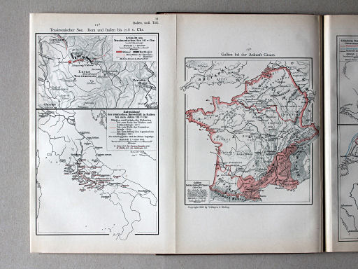Putzgers Historischer Schul-Atlas, Schweiz, 1913
11a. Trasimenischer See. Rom und Italien bis 218 v. Chr.
11b. Gallien bei der Ankunft Cäsars