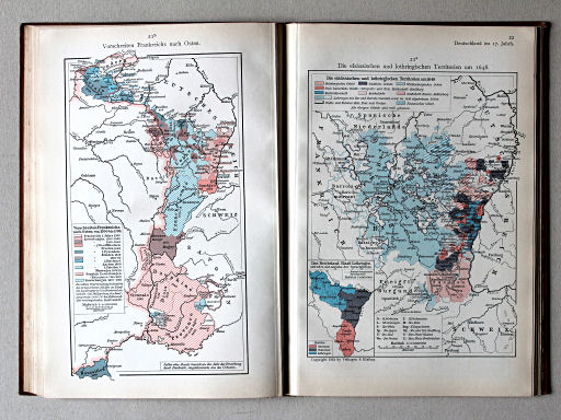 Putzgers Historischer Schul-Atlas, Schweiz, 1913
21b. Vorschreiten Frankreiches nach Osten
22a. Die elsässischen und lothringischen Territorien um 1648