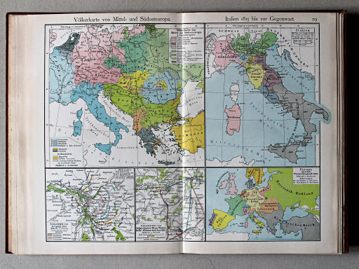 Putzgers Historischer Schul-Atlas, Schweiz, 1913
29. Völkerkarte von Mittel und Südost-Europa. Italien 1815 bis zur Gegenwart