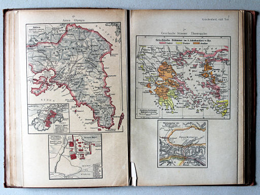 Putzgers Historischer Schul-Atlas, 1918
6b. Attica. Olympia
7a. Griechische Stämme. Thermopylae