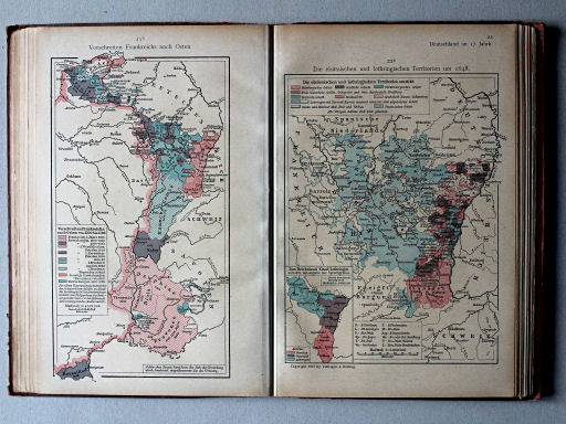 Putzgers Historischer Schul-Atlas, 1918
21b. Vorschreiten Frankreiches nach Osten
22a. Die elsässischen und lothringischen Territorien um 1648