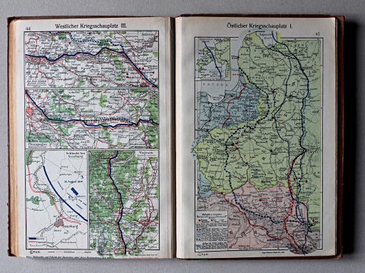 Putzgers Historischer Schul-Atlas, 1918
44. Westlicher Kriegsschauplatz III
45. Östlicher Kriegsschauplatz I