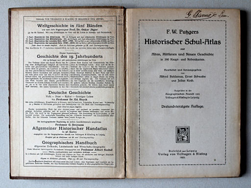 Putzgers Historischer Schul-Atlas, 1922
Schutblad voorin, titelpagina / Front endpaper, title page