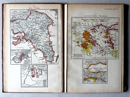 Putzgers Historischer Schul-Atlas, 1922
6b. Attica. Olympia
7a. Griechische Stämme. Thermopylae