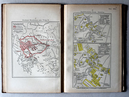 Putzgers Historischer Schul-Atlas, 1922
7b. Wachstum Macedoniens unter Philipp II
8a. Republikanisches Forum. Kaiserfora