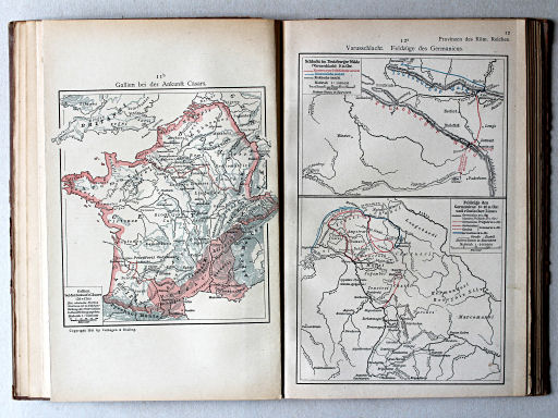 Putzgers Historischer Schul-Atlas, 1922
11b. Gallien bei der Ankunft Cäsars
12a. Varusschlacht. Feldzüge des Germanicus