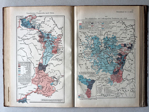 Putzgers Historischer Schul-Atlas, 1922
21b. Vorschreiten Frankreiches nach Osten
22a. Die elsässischen und lothringischen Territorien um 1648