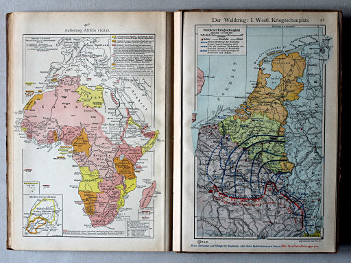 Putzgers Historischer Schul-Atlas, 1922
40b. Aufteilung Afrikas
41. Der Weltkrieg: I. Westlicher Kriegsschauplatz