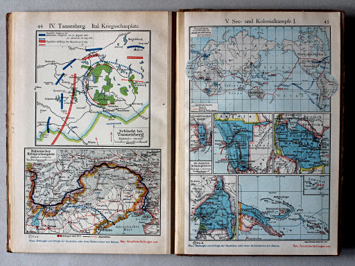 Putzgers Historischer Schul-Atlas, 1922
44. IV. Tannenberg. Ital. Kriegsschauplatz
45. V. See- und Kolonialkämpfe I