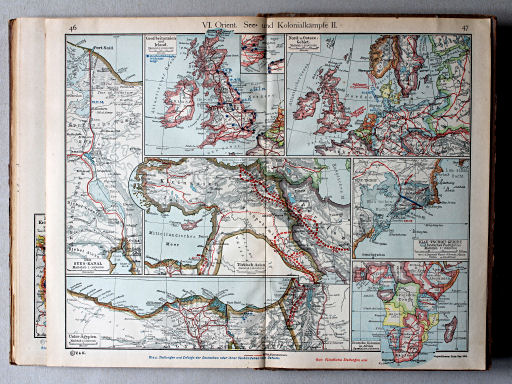Putzgers Historischer Schul-Atlas, 1922
46.47. VI. Orient. See- und Kolonialkämpfe II