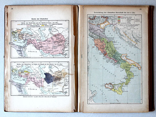 Putzgers Historischer Schul-Atlas, Große Ausgabe, 1923
24. Reiche der Diadochen
25. Entwicklung der römischen Herrschaft bis 218 v. Chr.