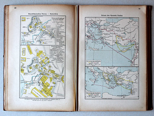 Putzgers Historischer Schul-Atlas, Große Ausgabe, 1923
40. Republikanisches Forum – Kaiserfora
41. Reisen des Apostels Paulus