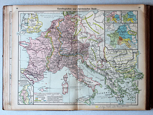 Putzgers Historischer Schul-Atlas, Große Ausgabe, 1923
54.55. Karolingisches und Oströmisches Reich