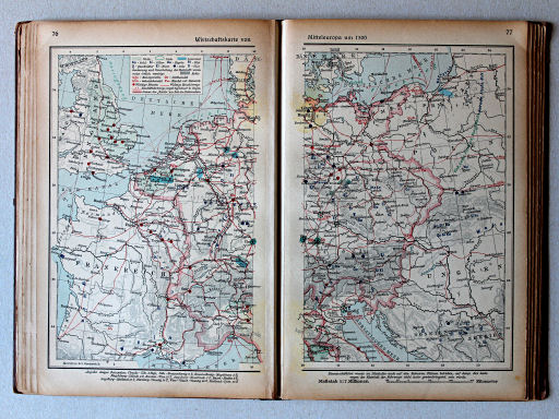 Putzgers Historischer Schul-Atlas, Große Ausgabe, 1923
76.77. Wirtschaftskarte von Mitteleuropa um 1500