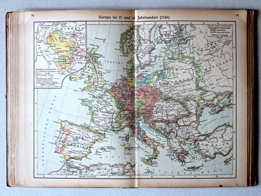 Putzgers Historischer Schul-Atlas, Große Ausgabe, 1923
90.91. Europa im 17. und 18. Jahrhundert (1740)