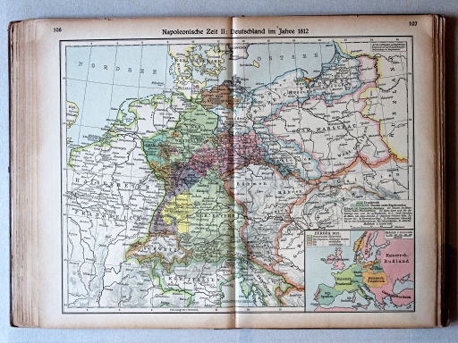 Putzgers Historischer Schul-Atlas, Große Ausgabe, 1923
106.107. Napoleonische Zeit II: Deutschland im Jahre 1812